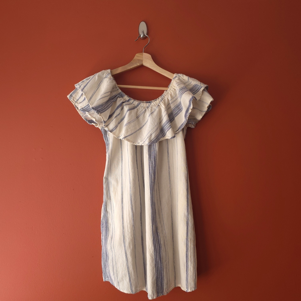 Girl Krazy Blue and White Striped Mini Dress